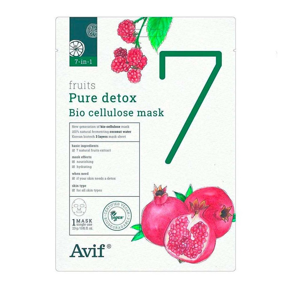 Avif Mascarilla Facial | Mascarilla Facial Avif 7-In-1 Fruits Pure Detox Bio-Cellulose Mask 23G