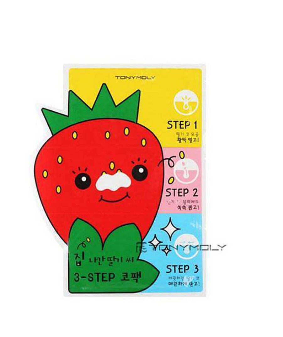 Tonymoly Parches | Runaway Strawberry Seeds 3 Steps Nose Pack