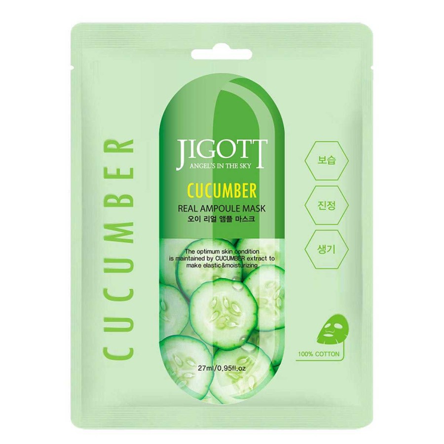 Jigott Mascarilla Facial | Mascarilla Facial Jigott Cucumber Real Ampoule Mask 27Ml