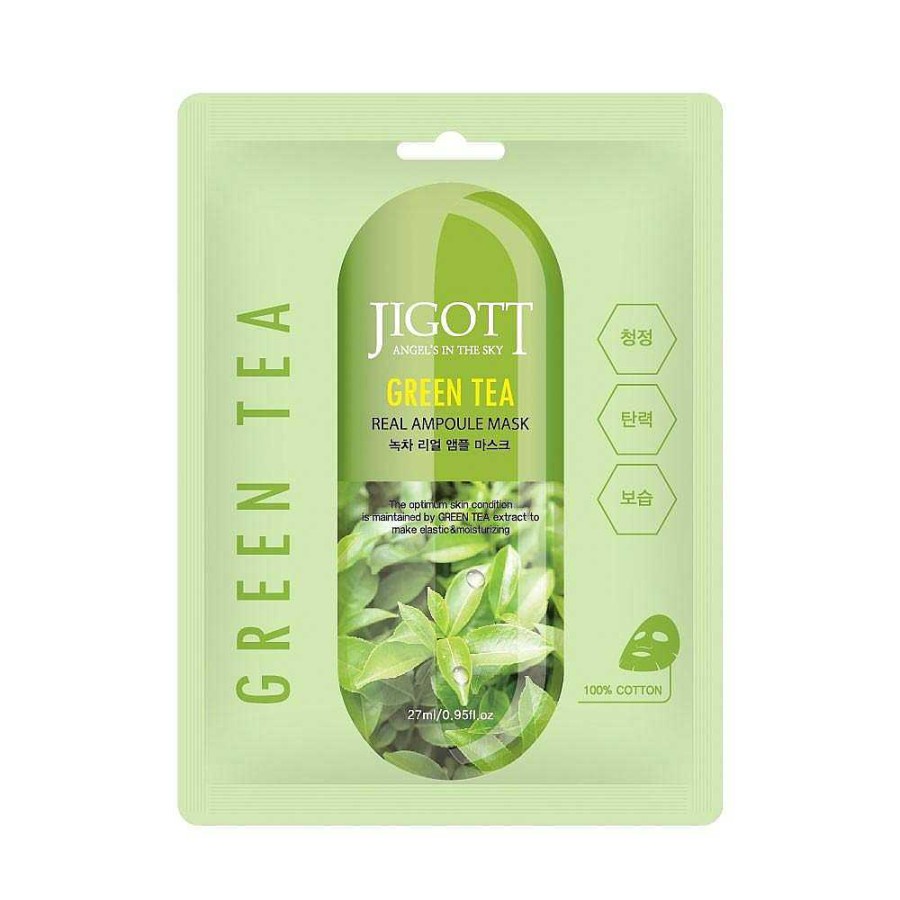 Jigott Mascarilla Facial | Mascarilla Facial Con T Verde Jigott Real Ampoule