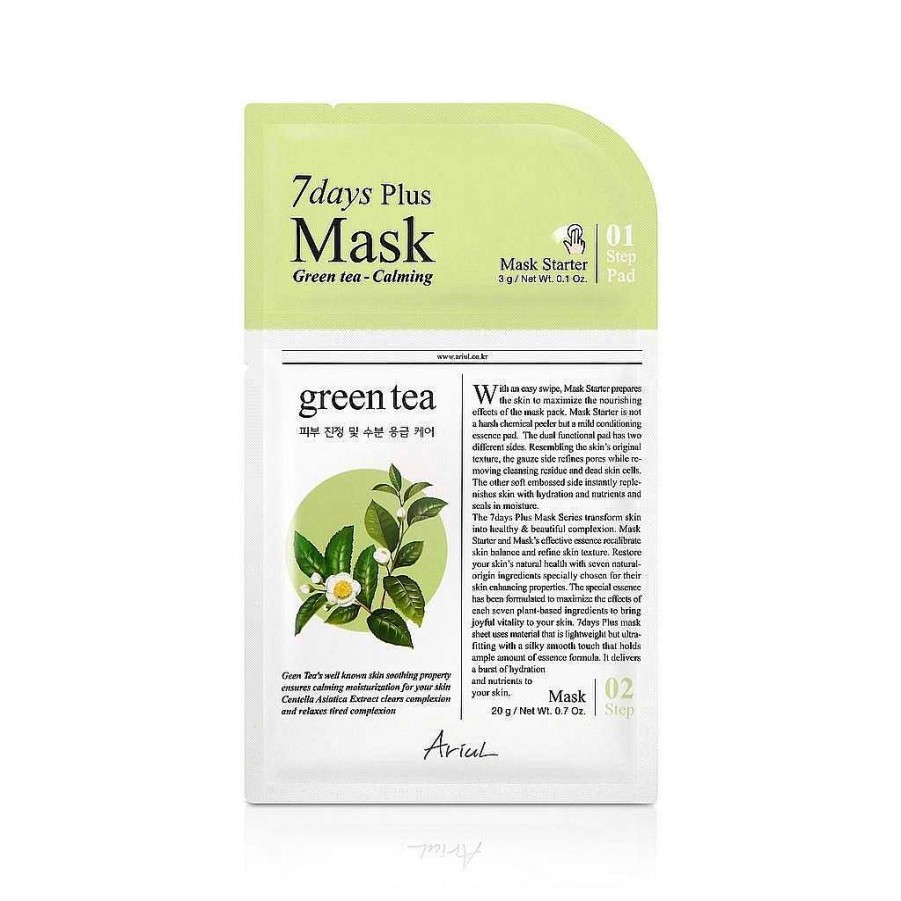 Ariul Mascarilla Facial | Mascarilla Facial Ariul 7 Days Plus Green Tea 3 G + 20 G