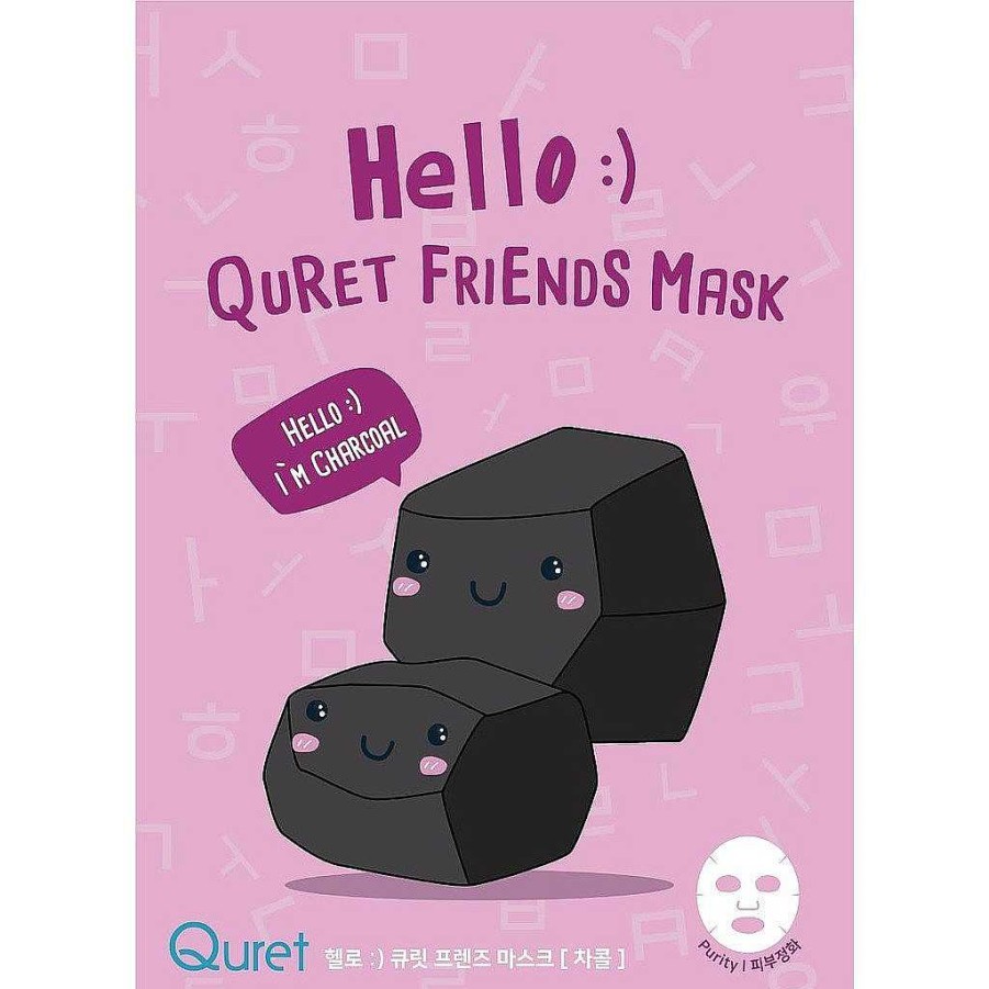 Quret Mascarilla Facial | Mascarilla Facial Hello:) Quret Friends Mask- Charcoal