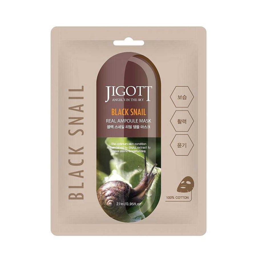 Jigott Mascarilla Facial | Mascarilla Facial Black Snail Real Ampoule Mask