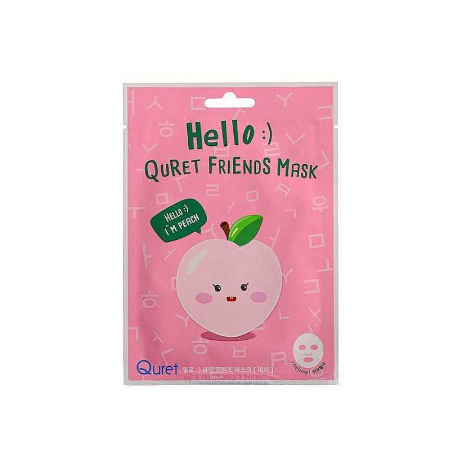 Quret Mascarilla Facial | Mascarilla Quret Hello :) Quret Friends Mask - Peach 25G